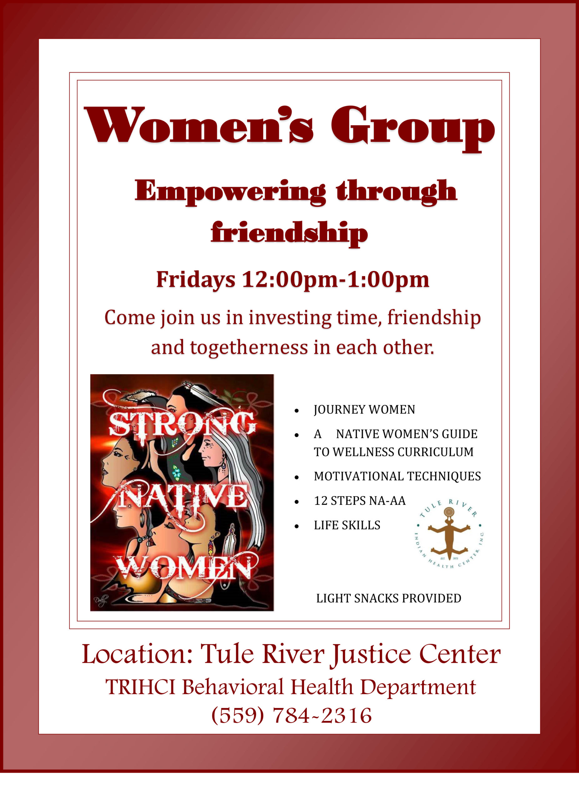 Womens group flyer Tule River Indian Health Center, Inc.