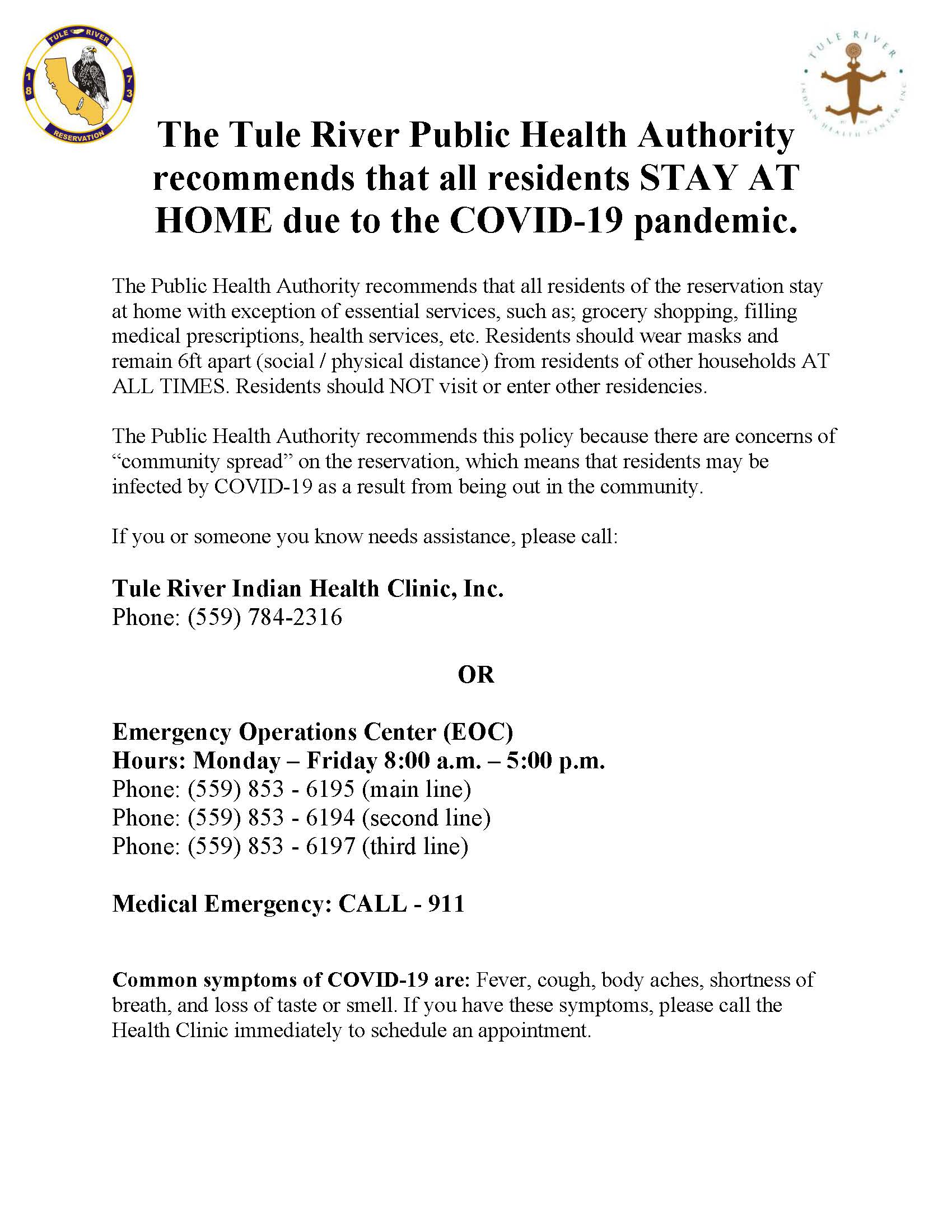 Updated Public Health Authority Tule River Indian