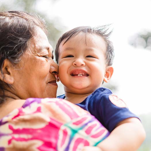 Woman and young child