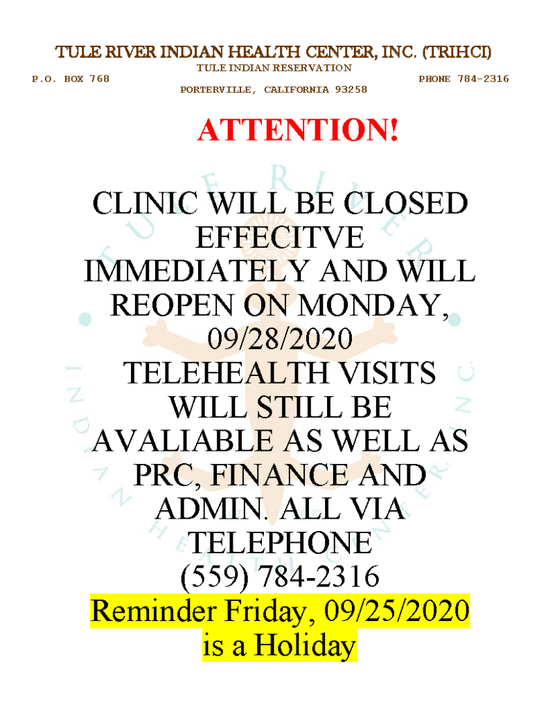 CLINIC CLOSURE