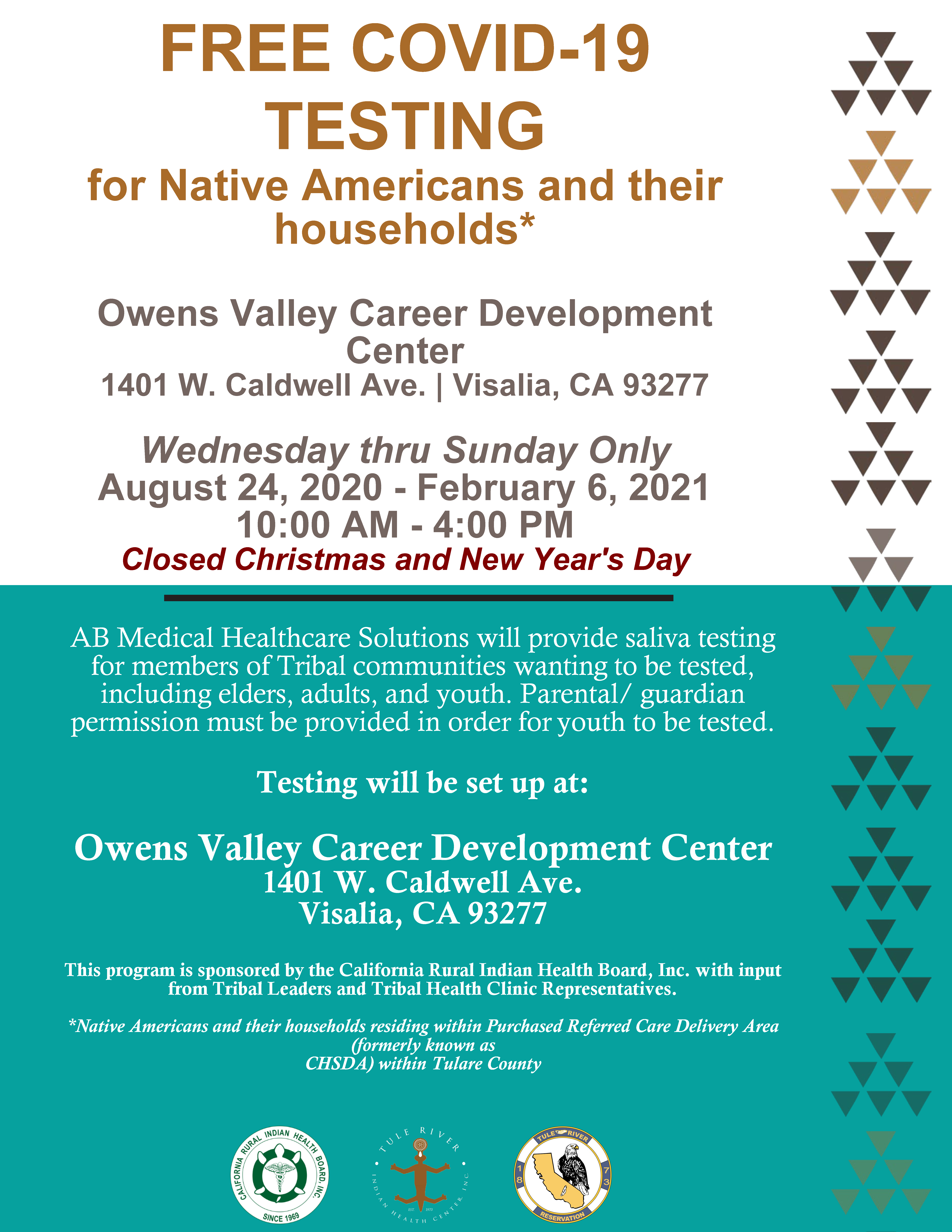AB MED Visalia Testing Flyer Tule River Indian Health Center, Inc.